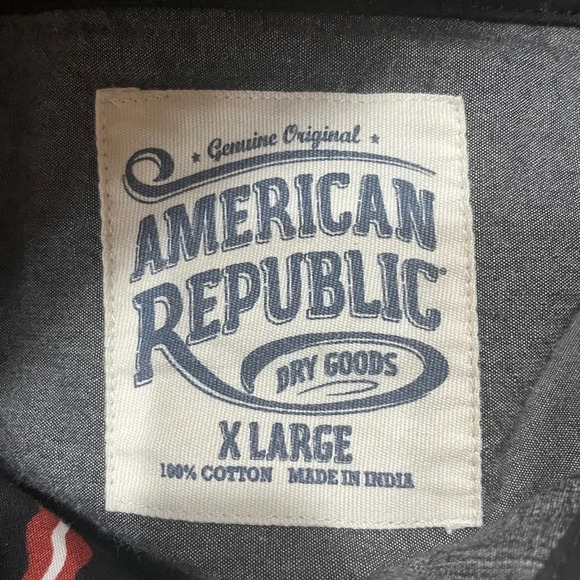 American Republic Men’s Breakfast Black Button Down XL Bacon Eggs Coffee Pancake - Picture 3 of 3